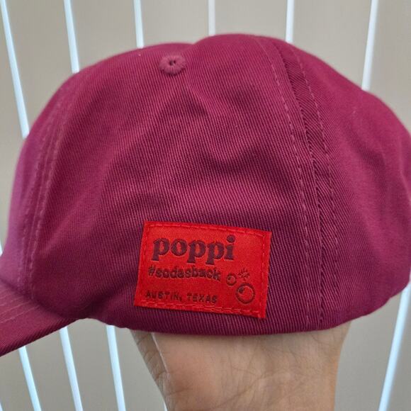 Poppi Soda x Austin Texas Collab Magenta Flat Bill Snapback Hat Patch Embroidery - Picture 3 of 5
